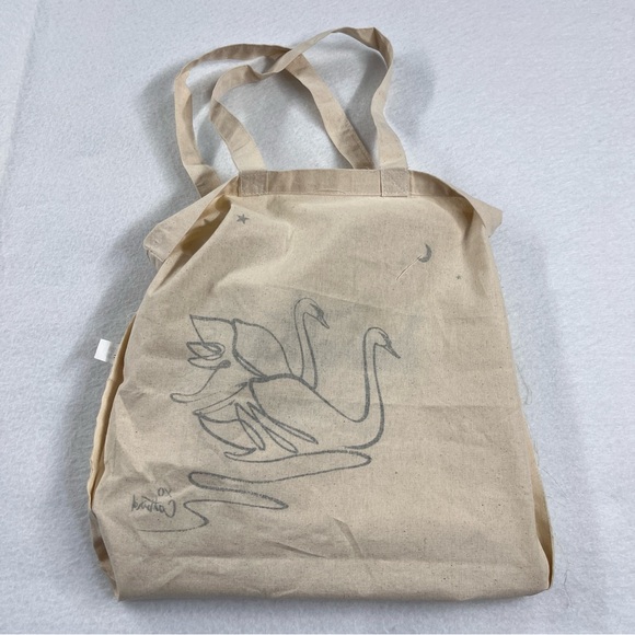 CATBIRD NYC Classic Cotton Tote Bag 14" x 15" Jewelry as Poetry Swan Heart Tote - Picture 10 of 16
